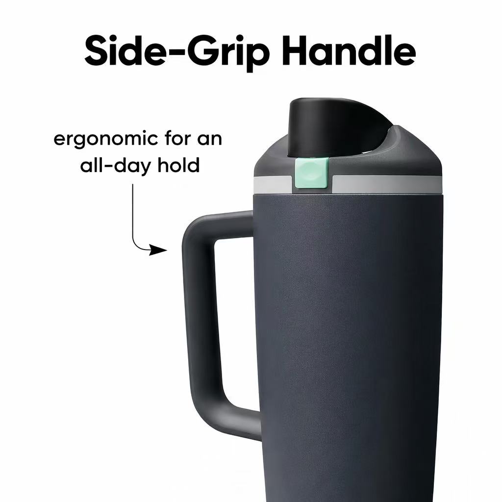 40oz Free Sip Tumbler Bottle with Handle - Image 3