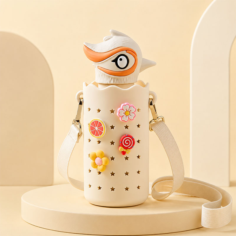 Custom 3D Owl Kids Water Bottle with Shoulder Strap