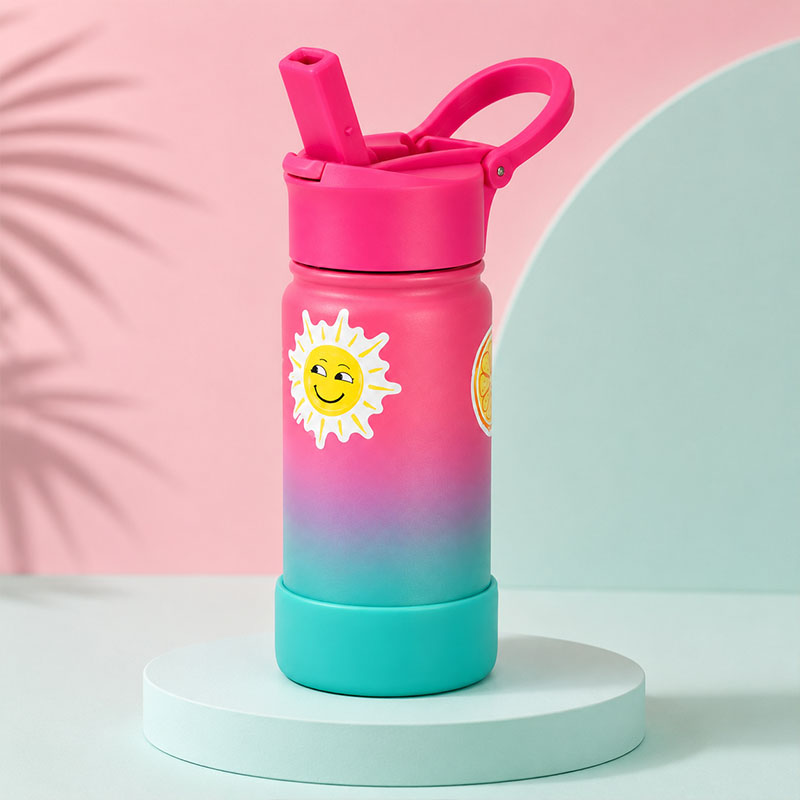 Custom Gradient Kids Water Bottle with Straw Lid